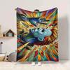 1Pc Colorful Abstract Fusion Flannel Blanket, Soft And Comfortable, Casual Warm, Camping Travel, Christmas, Halloween Xmas Gift S1776