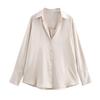 European & American High Street Style Silk Satin Long-Sleeve Shirt