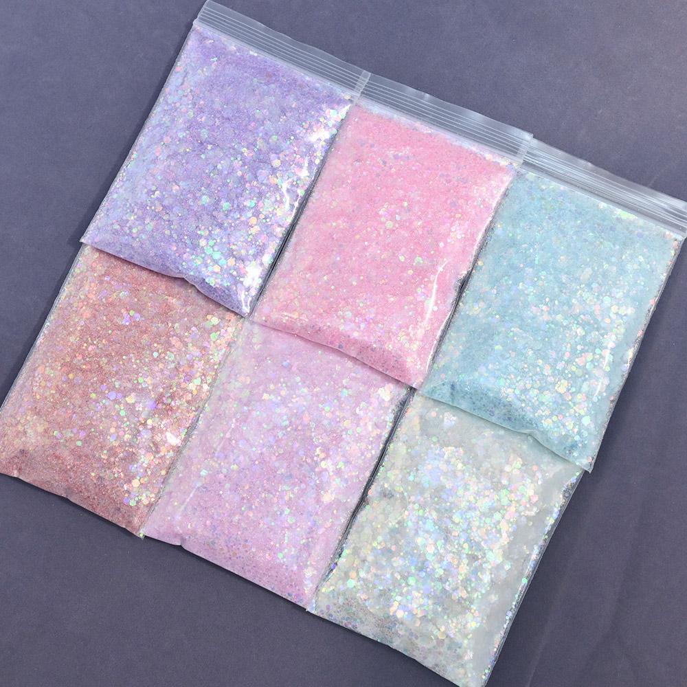 50g/Bag Opal Powder Nail Glitter Pink Purple White Mix Summer Color Nails Art Sequins Flakes Supplies for Nail Makeup Decoration