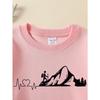 European Sizes Girls' Soft Crewneck Sweatshirt Mountain Hiker Heartbeat Adventure Print, Casual All-Match for Fall Winter, Ideal Present.