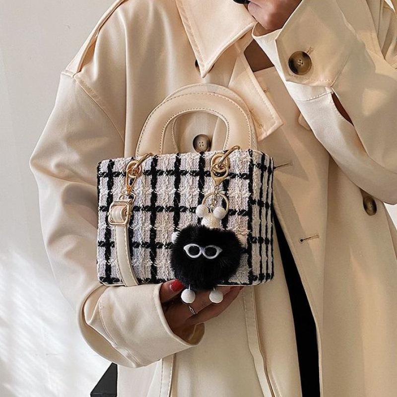 Zzzz Sense Damen Tweed Umhängetasche - Lady Di 2024 Frühling/Sommer Kollektion, Nischendesign, Kleine quadratische Handtasche.