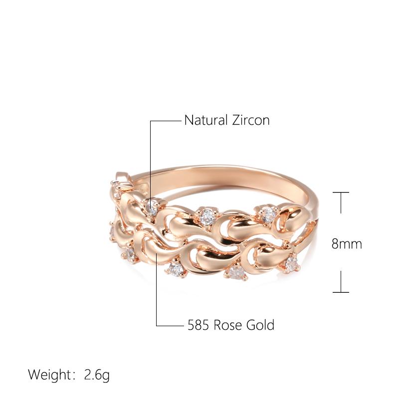 Fashion Crystal Flower Rings For Women Luxury Rose Gold Color With Natural Zircon Accessories Vintage Wedding Jewelry