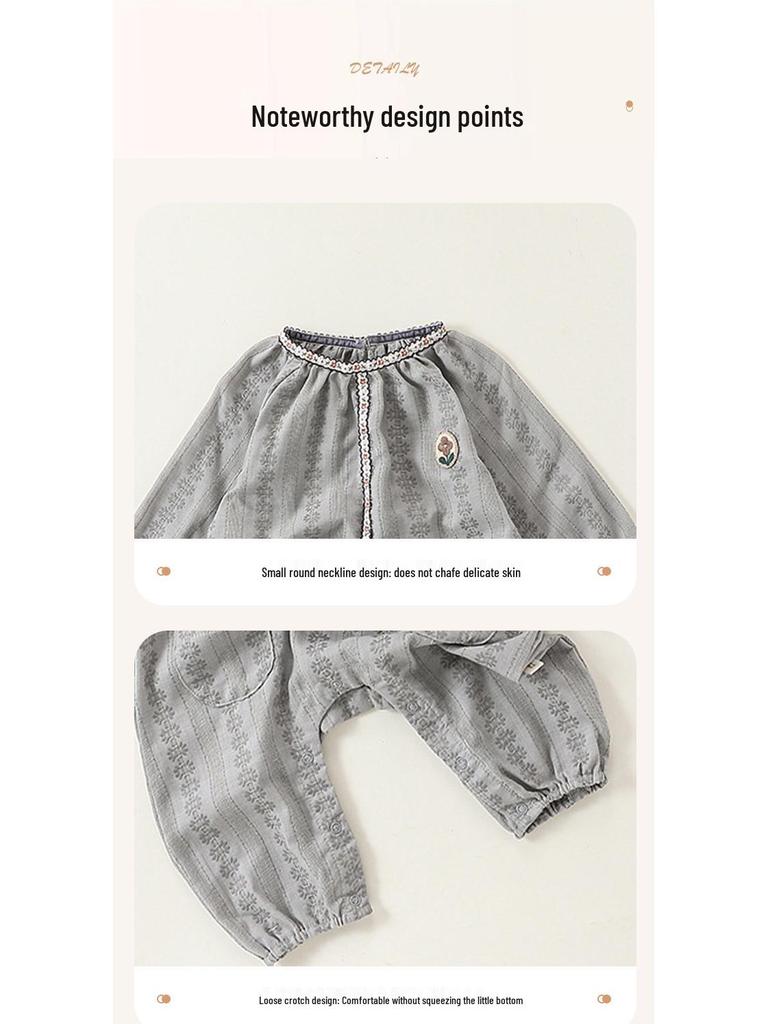 Letni pajacyk dla dziewczynki, z długim rękawem, Klasa A, oddychający - Rozmiary od 0-3 do 24 miesięcy