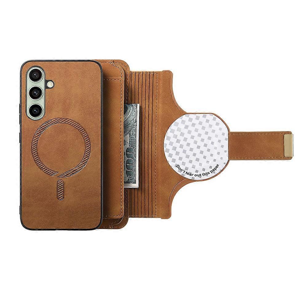 Funda de Cuero Magnética Compatible para Samsung Galaxy S25 FE con Cartera de Cremallera RFID Desmontable