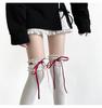 Sweet Girls Long Socks Stockings Women Bandage Ribbon Bow Knee High Socks Thigh High Stockings Lolita Lace Ruffle Socks Stocking