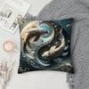 Koi YinYang Pillow Case Square DoubleSided Printing Sofa Cushion Cover Pillowcase Bedroom Bedside