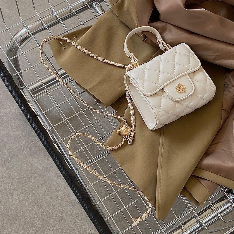 Neue Mode Damen Umhängetaschen Klein Duftender Wind Mini Kleine Nische Rautengitter Kettentasche Freizeit Vielseitige Umhängetaschen