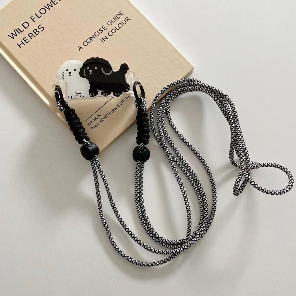 Rabbit Rabbit Phone Clip Lanyard Dog Phone Stand Back Clip Lanyard  Mobile Phone Hanging Rope White Black Dog