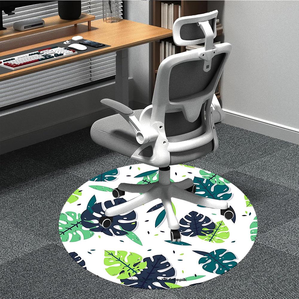 

1pc Tropical Leaves Pattern Chair Carpet for Office, Soft, Non-Slip Polyester Mat, Office, Living Room, Bedroom, Durable Polyester yy251207137 80cm by 80cm