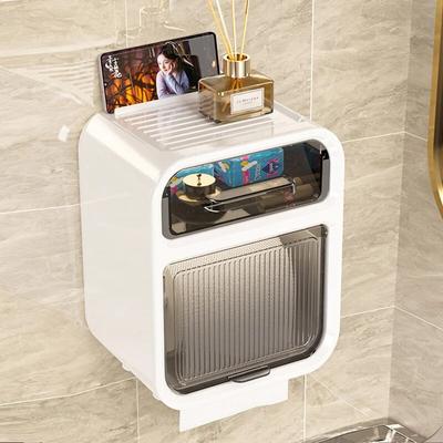 Tuvalet kağıdı kutusu, duvara monte rulo kağıt tüpü, kağıt çekmecesi, depolama, banyo çift katmanlı depolama rafı, tuvalet kağıdı tutucusu