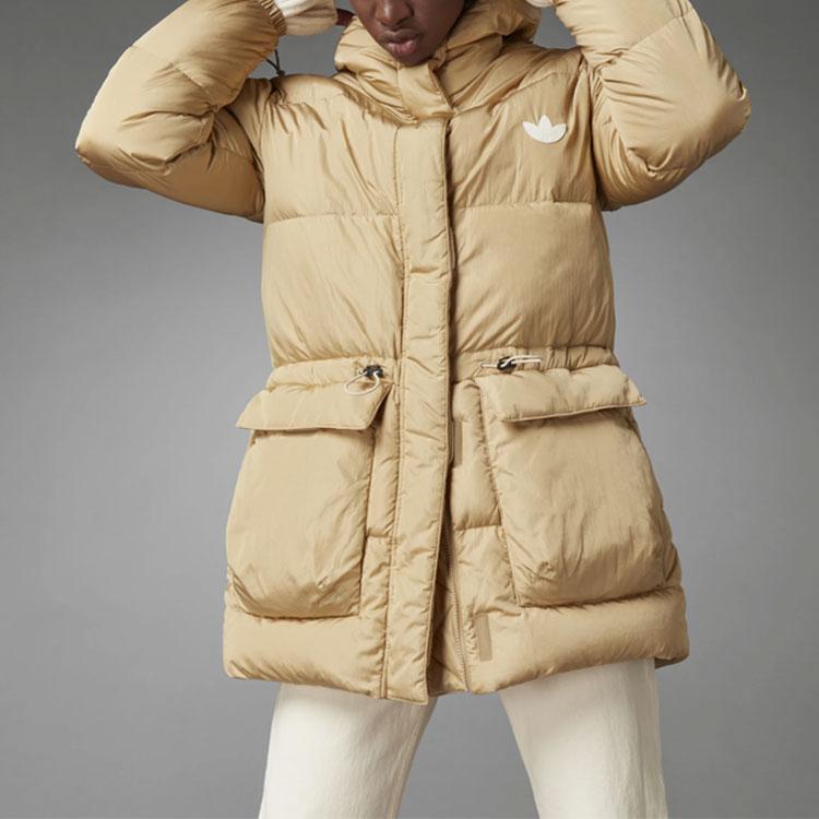 Adidas Originals Three Leaves Series Adjustable Waist Hooded Down Jacket Women Outerwear Light-Khaki GU1781