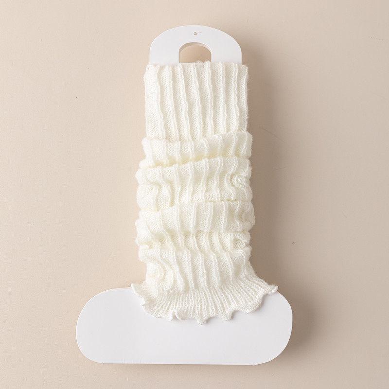 Women's White Knitted Slouch Socks for Spring/Autumn, Mid-High Calf, JK School Style, Perfect with Leather Shoes
