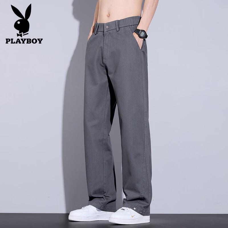 PLAYBOY Men s Cotton Loose Straight-Leg Casual Pants M