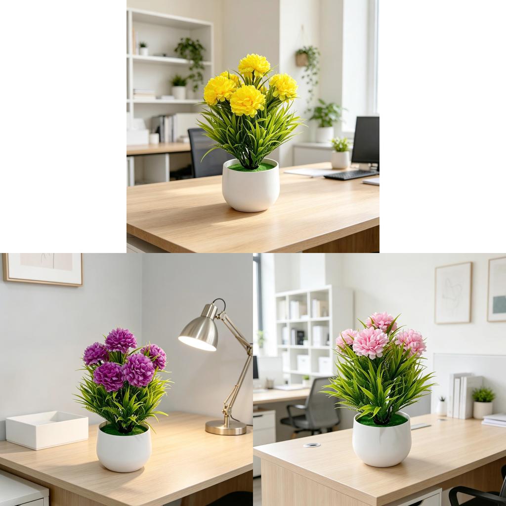 Spring Grass Artificial Flower Garden Decor With Plastic Chrysanthemum For Home And Outdoor Use