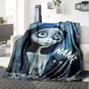 Blue Haired Gothic Beauty With Black Cat Multi Purpose Customizable Blanket Personalized Text Soft Warm Cozy Versatile For Sofa Couch Office Bed