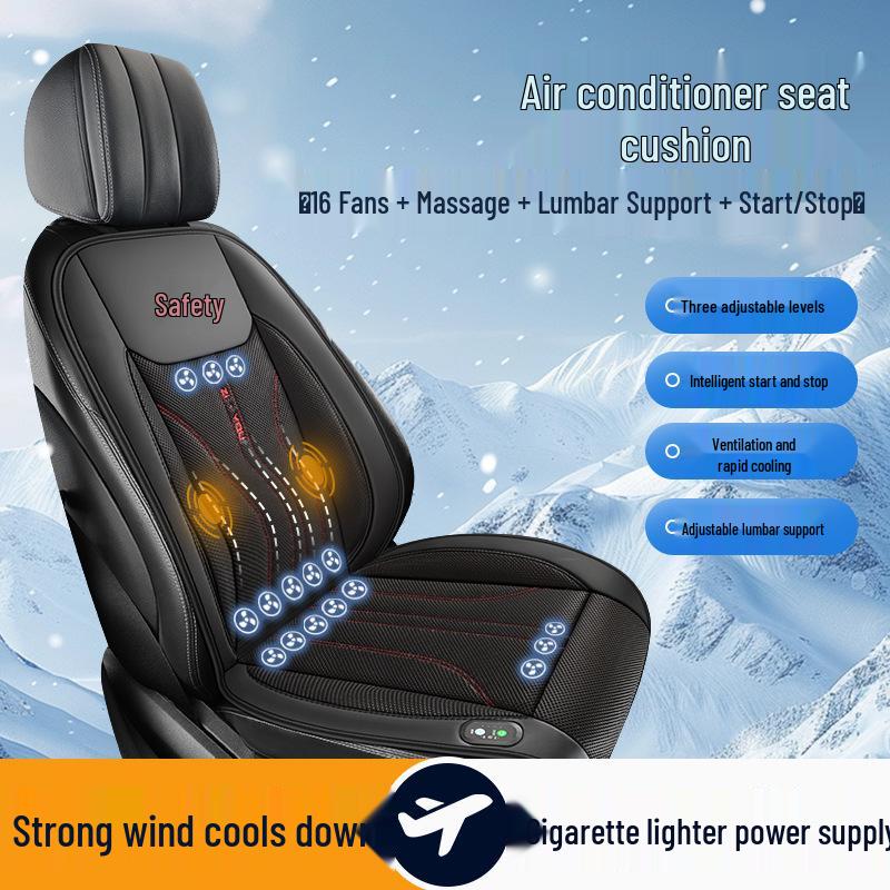 Summer Ventilated Car Seat Pad with 12V/24V Fan, Cooling, and Massage Cushion for Trucks