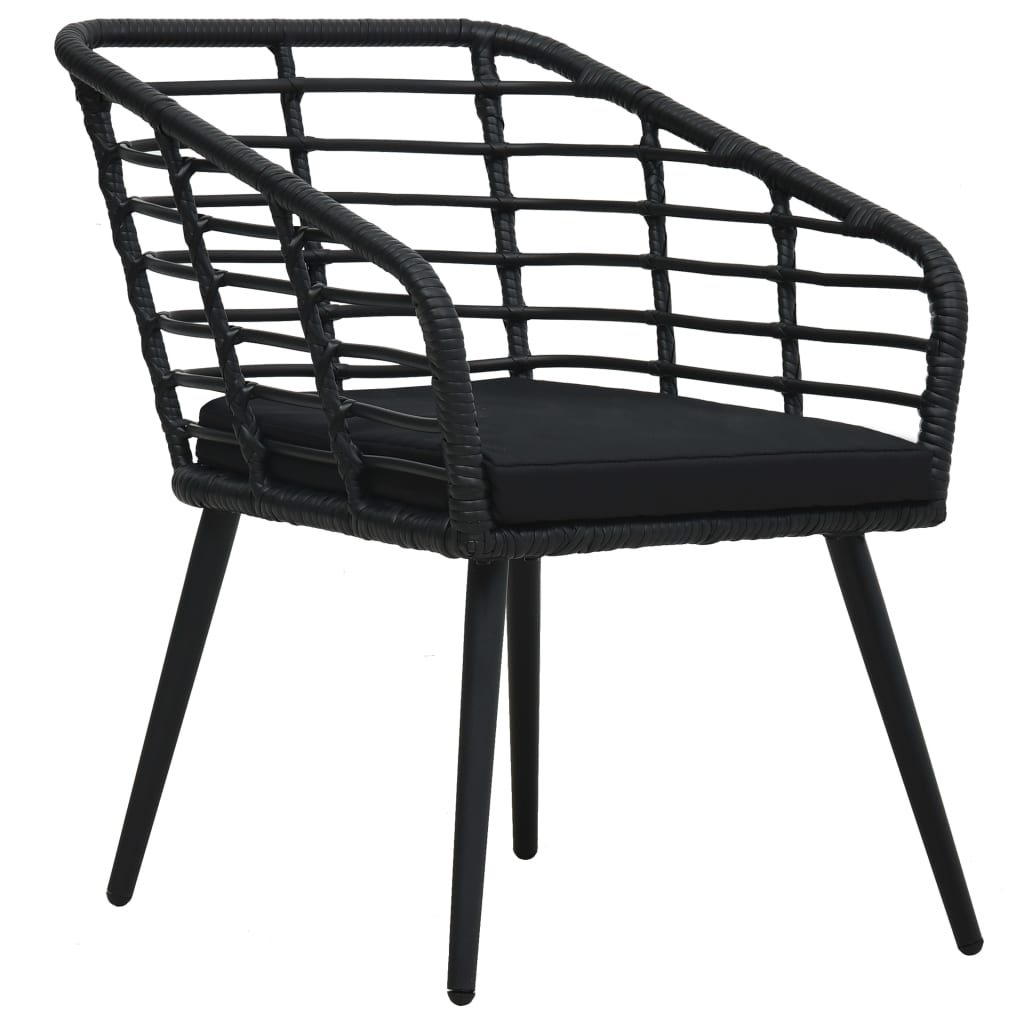 Garden Chairs 2 pcs with Cushions Poly Rattan Black
