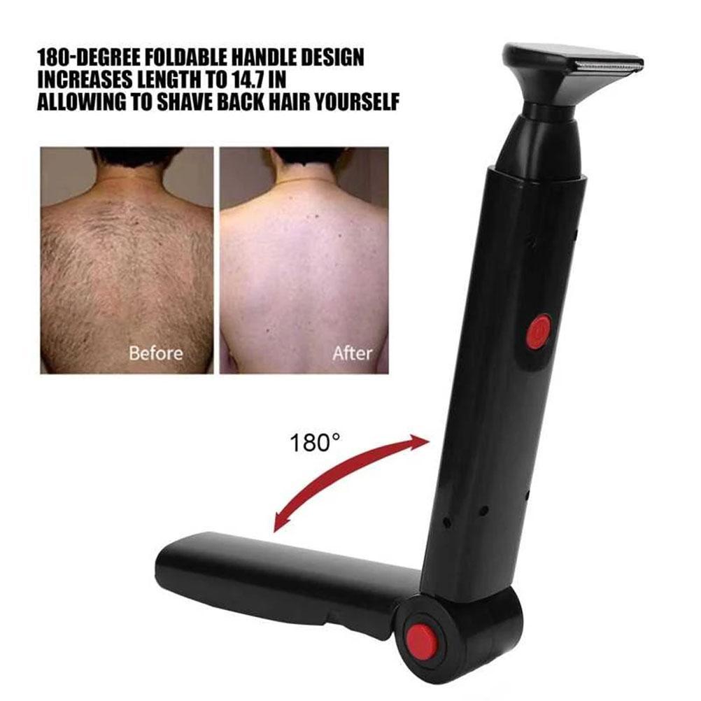 Electric Back Hair Shaver Trimmer USB Rechargeable Body Hair Removal Tool Folding Double Sided