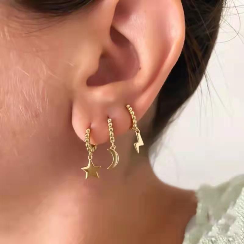 925 Silver Needle Vintage Gold Earrings for women Fashion Lightning Pendant Hoop Earrings Wedding High Luxury Jewelry