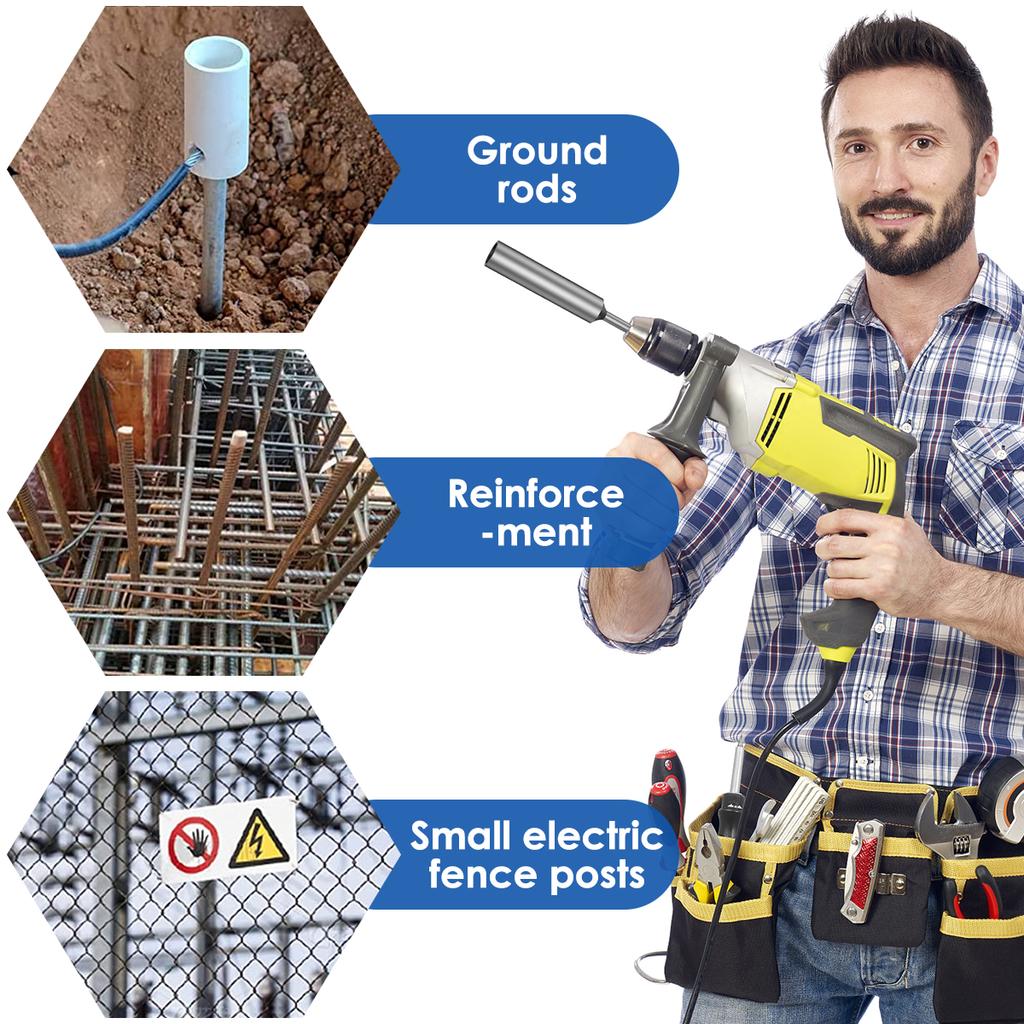 SDS Plus Ground Rod Driver Heavy Duty Steel Ground Rod Driver Wear Resistant Rotary Hammer Drill Power Tools for 5/8Inch 3/4Inch