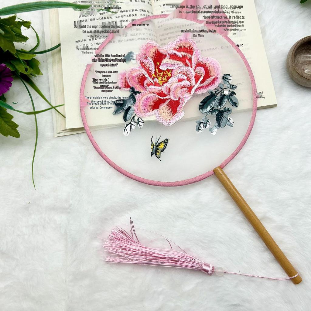 Ancient Style Single-Sided Suzhou Embroidery Dance Fan