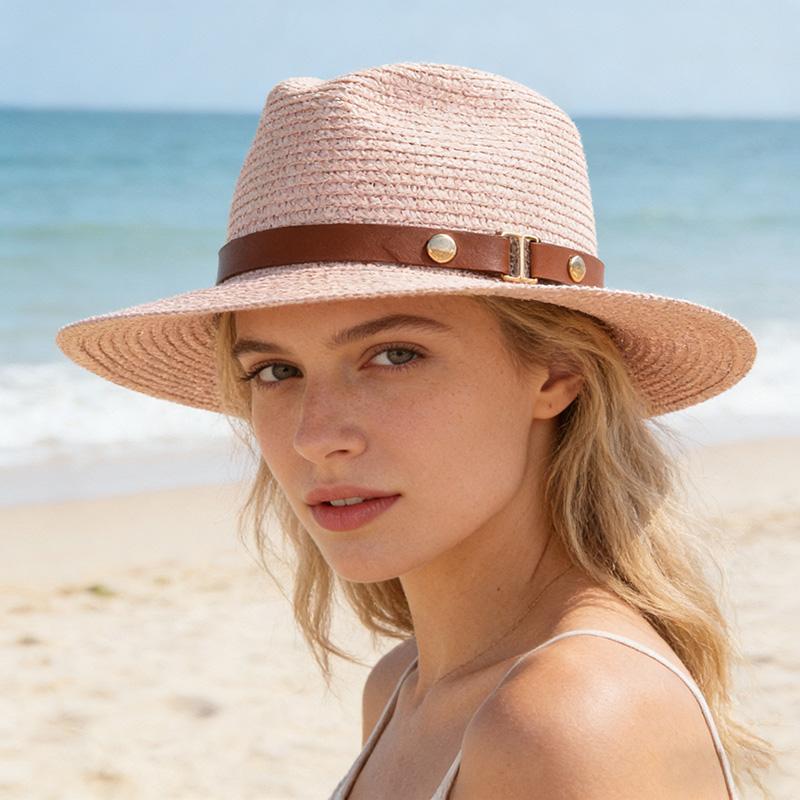 Women'S Summer Straw Hat with a Flat Top, Perfect for Outings And Sun Protection At The Beach.