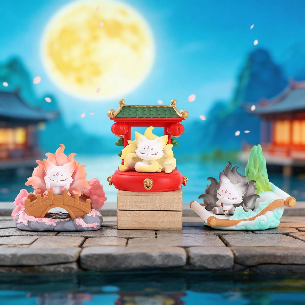 Nine-Tailed Fox Resin Blind Box: Chinese Style Desktop Ornament & Festival Gift