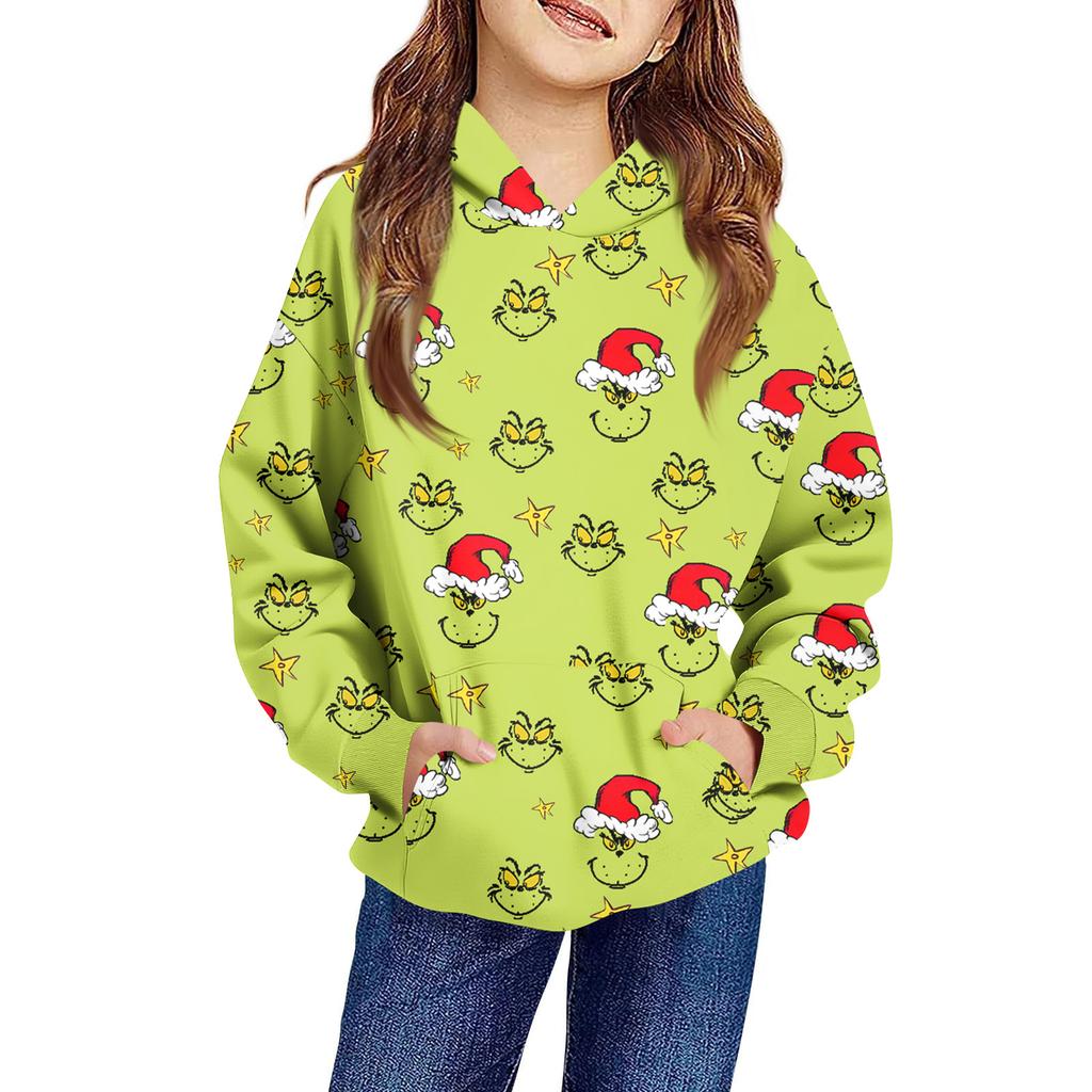 Children's Long-sleeved Loose-fitting Pullover Hoodie With Drawstring And Solid Color