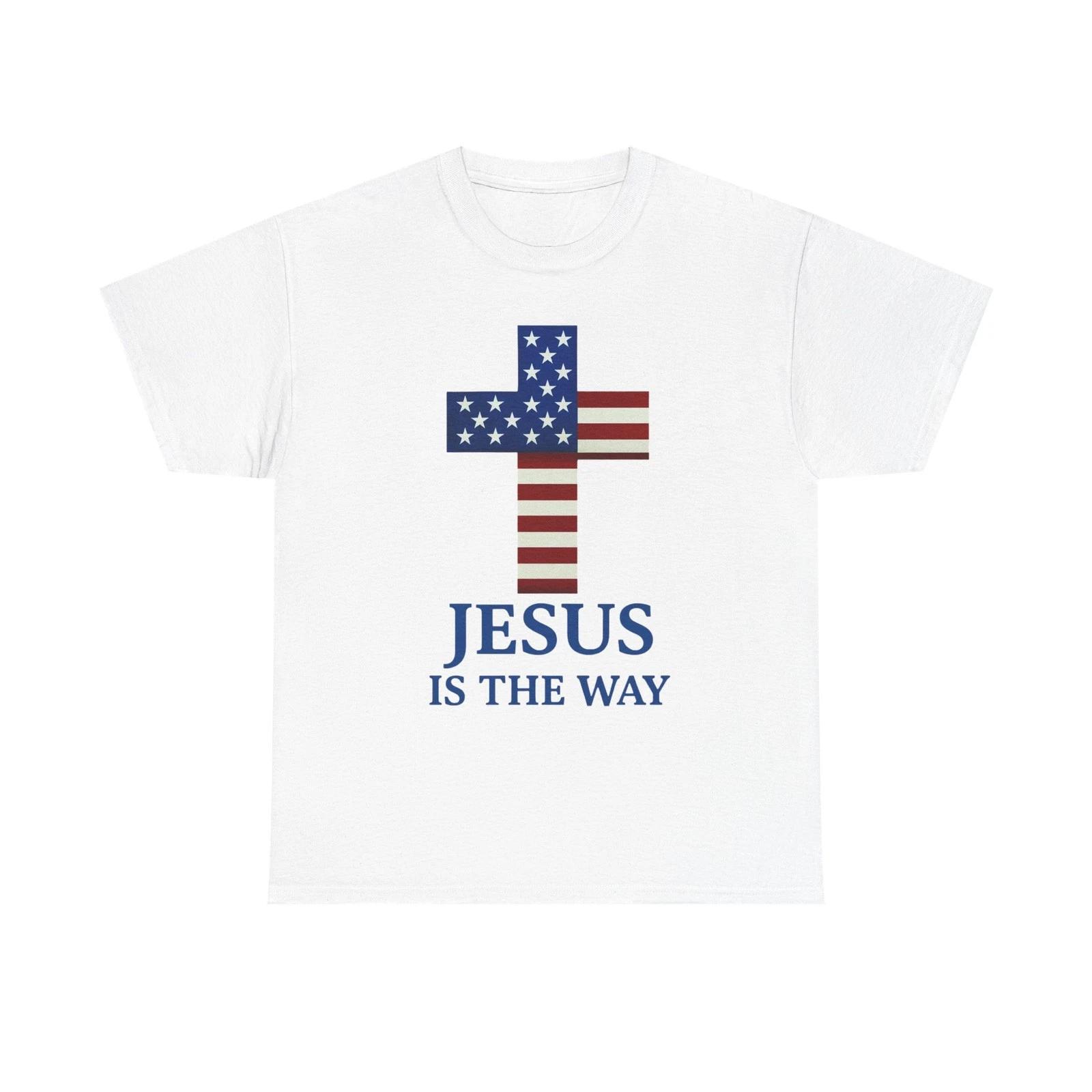 Jesus Is The Way Patriotic Christian Unisex Heavy Cotton Tee L