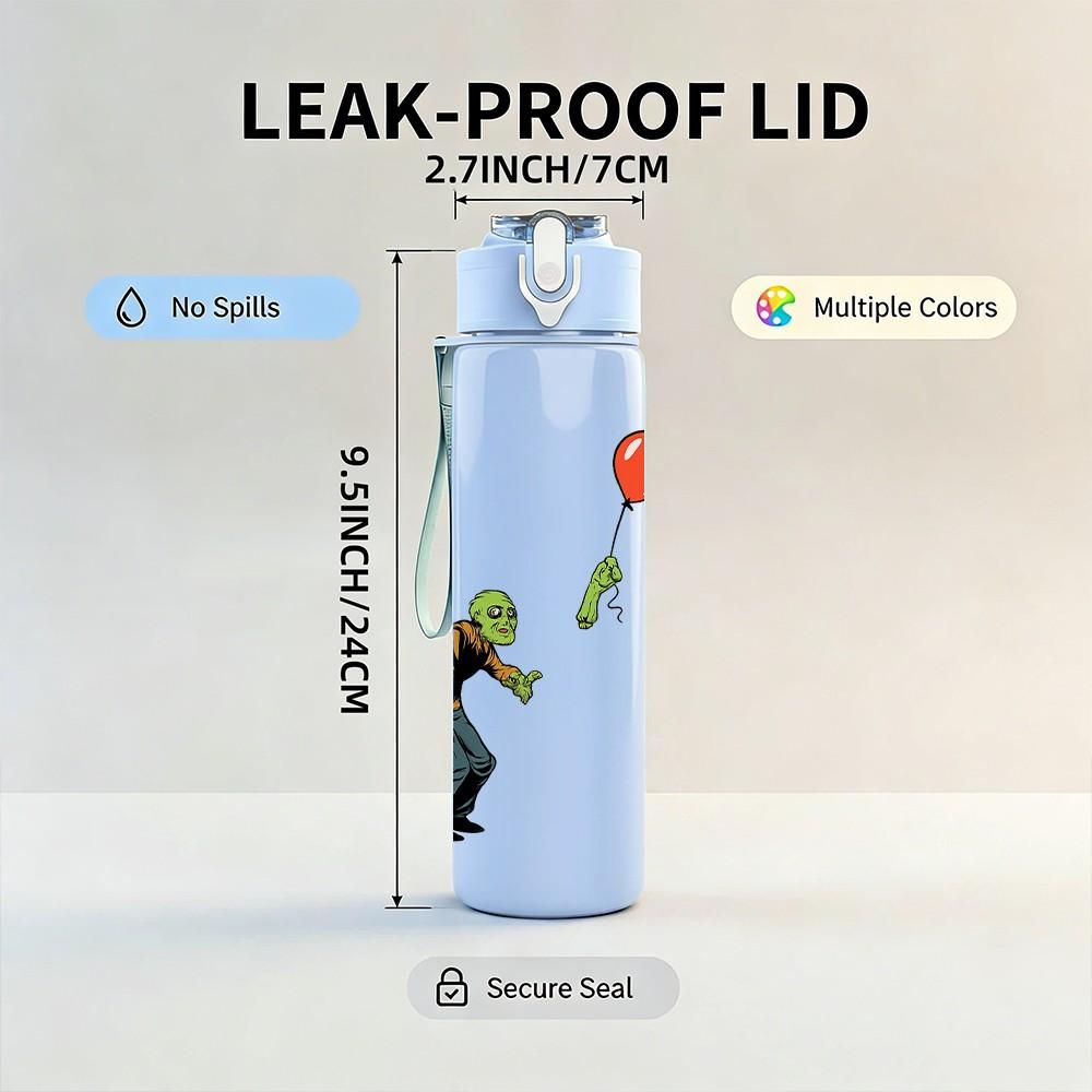 1PC Balloon Walking Frog Art 750ml Color Plastic Sports Water Bottle Leakproof Flip Straw Lid Suitable for Sports Office Home Use