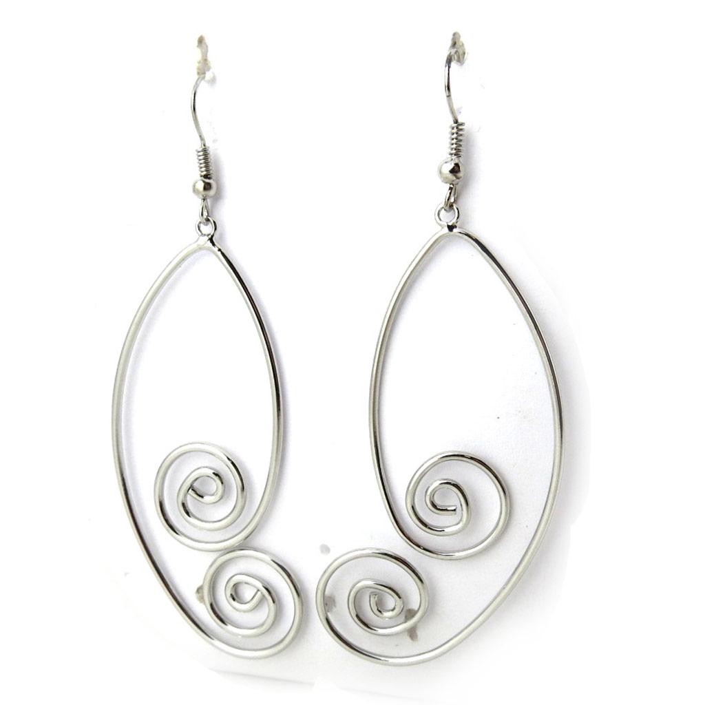 Les Trésors De Lily [N0221] - Silver 'Choreography' Designer Loops (geometric)