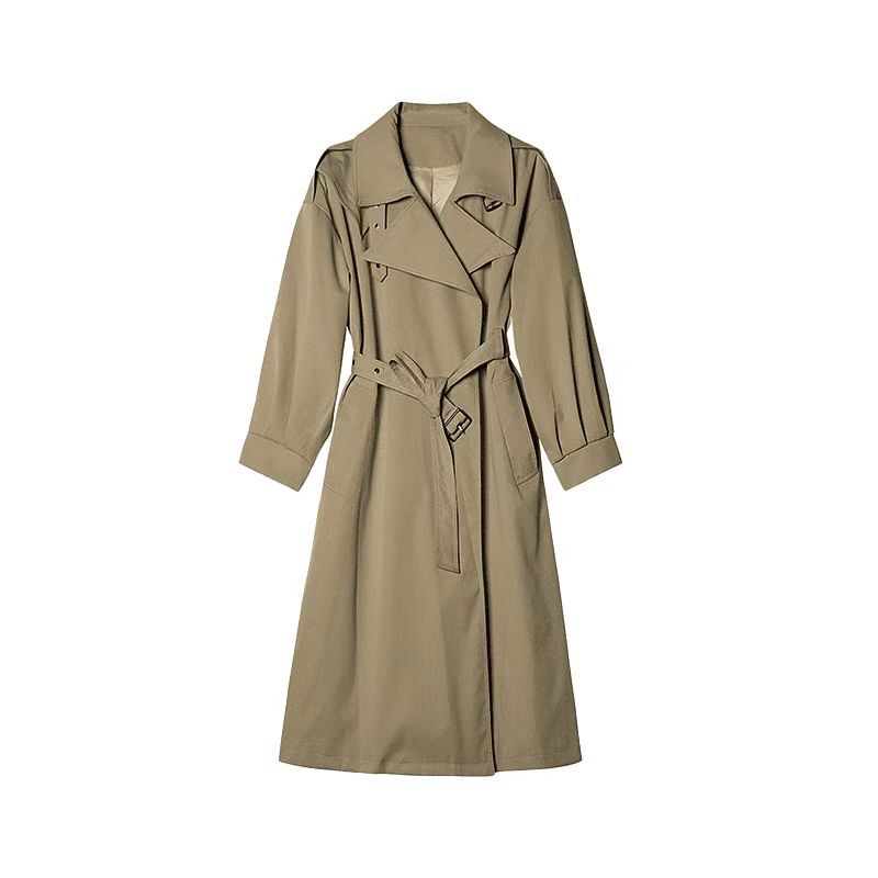 Women's Loose Large Size Temperament Trench Coat Women's Medium and Long Waist Strap Coat