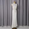 Pure White Light Luxury Diamond-encrusted Fishtail Dress Two-piece Women's Collar Sleeveless + Skirt