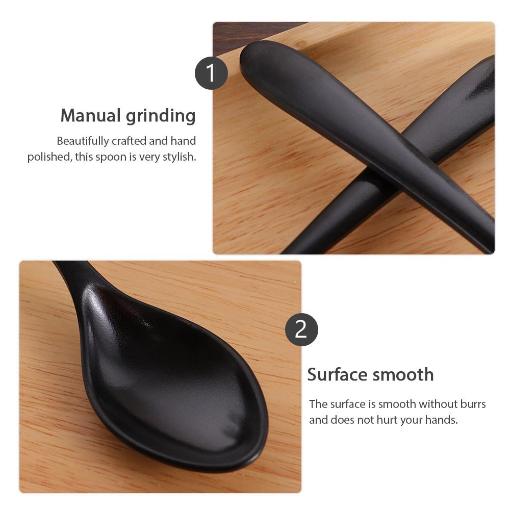 8Pcs Matte Black Soup Ladle Set High End Smooth Surface Ergonomic Handle Spoons for Kitchen Home Hotel Restaurant Porridge Rice