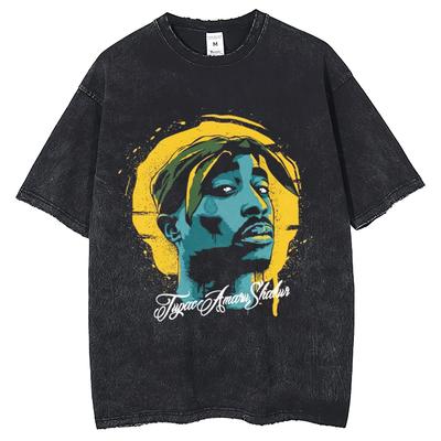 Men Rap 2pac Graphic Print T Shirt Summer Casual Short Sleeve T-Shirts Tops Tshirts Streetwear Vintage Tupac Tee