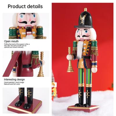 Wooden Nutcracker Solider Puppet Christmas Decor Gift Handmade Dolls Toys Home Office Table Decor Friends Gifts New Year Decor