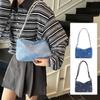 Versatile Bow Underarm Bag Korean Women's Handbag Simple Denim Shoulder Bag  Ladies