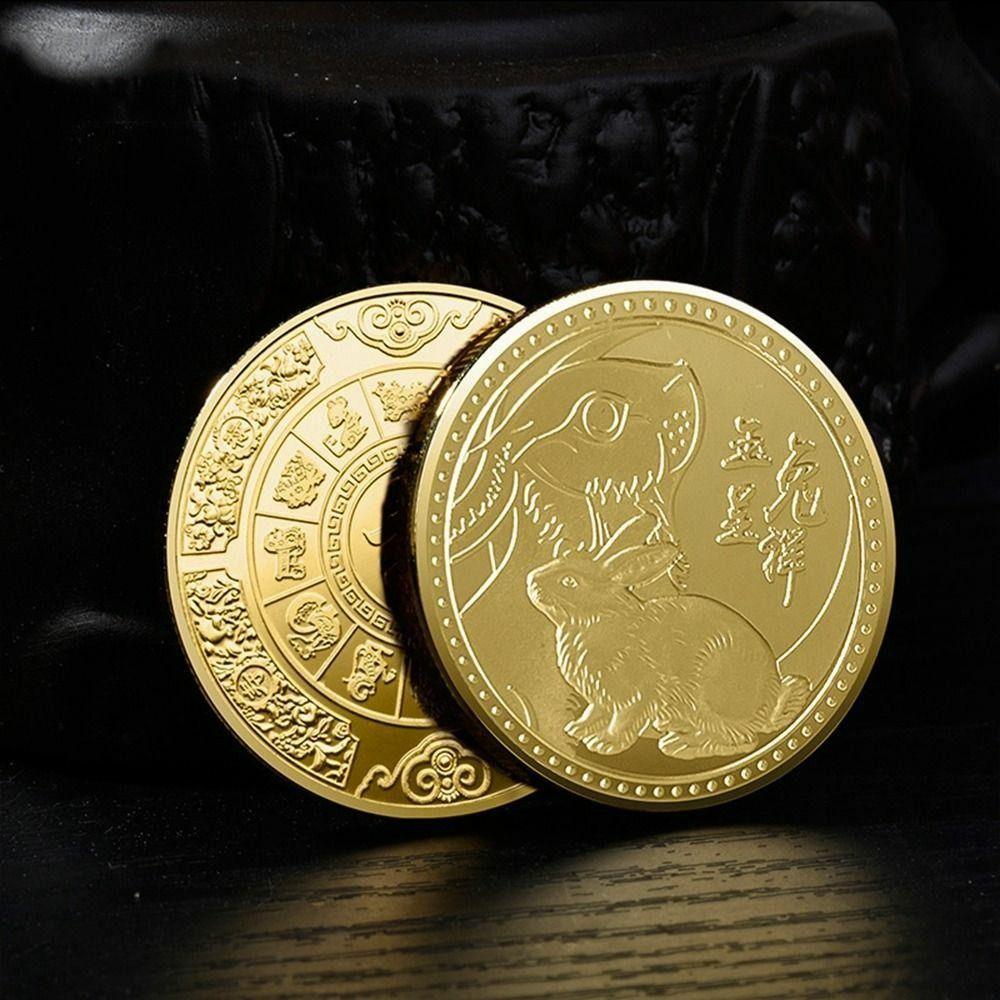Rabbit Mascot for Wealth and Luck Twelve Zodiac Commemorative Coin Collectible Rabbit Coin Souvenir