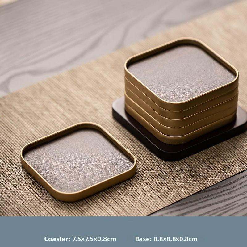 

6pcs Tea Mat High-end Light Luxury Household Anti-scald Cup Mat Kitchen Insulation High-end Tabletop Tea Ceremony Round As shown