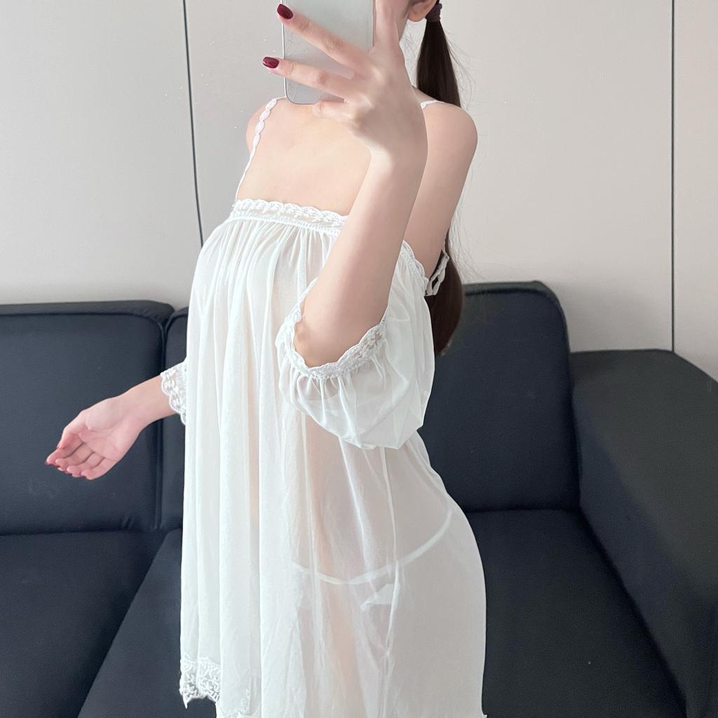 Erotic Underwear, Sexy Suspenders, Lace Nightgown Robe, Perspective Flirting, No-take Pajamas, Off-the-shoulder, Pure Lust