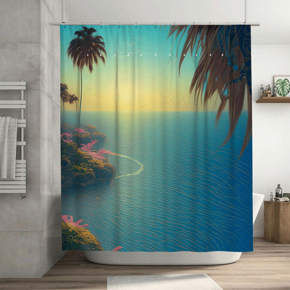 Soft Gradient Shower Curtain Pink Ombre Bathroom Decor For Home Decoration Size 72X78 Inches (White Tub)