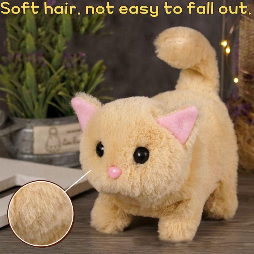Tail Wagging Electronic Stuffed Doll Stuffed Animal Walking Interactive Cat  Holiday Gift