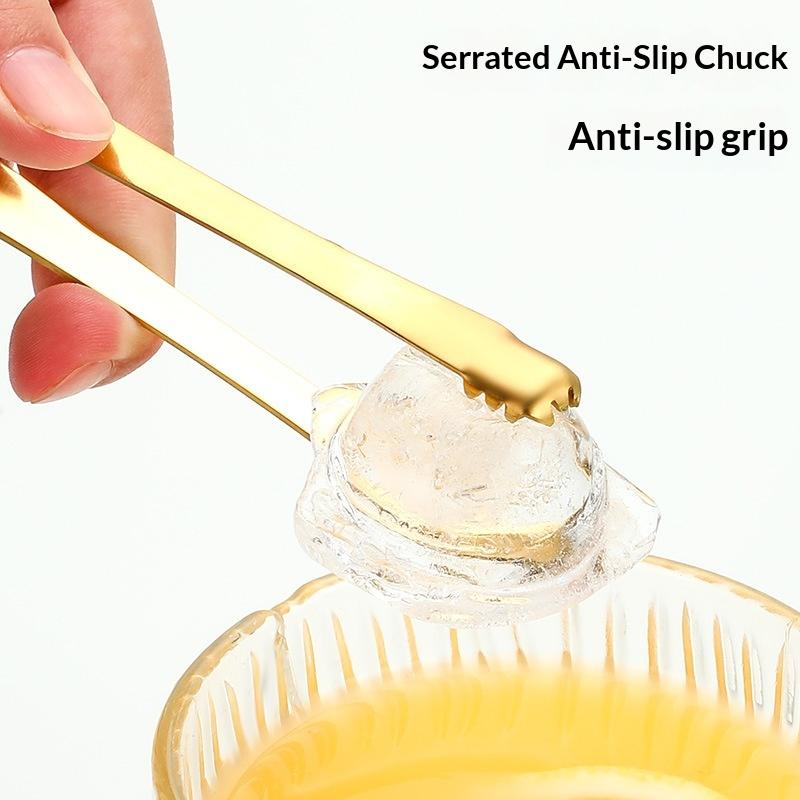 3Pcs Stainless Steel Ice Clamp Thick Anti Slip Ice Clip Fruit Coffee Cube Sugar Clip Toothed Food Clip Kitchen Accessories