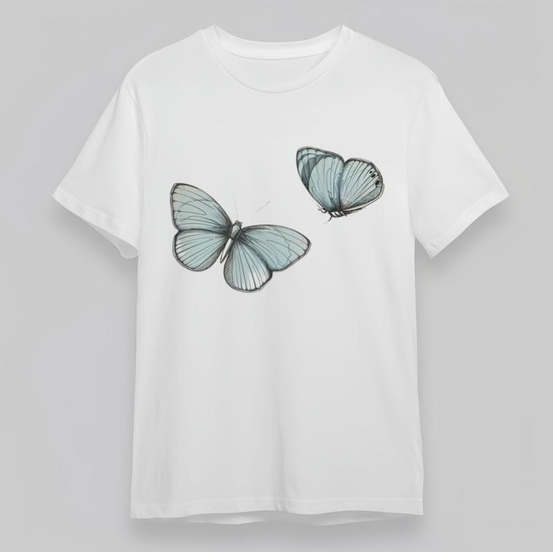 

Women s Oversize Classic T-Shirt Light Blue Butterfly Wing Texture Cotton Tee 3XL