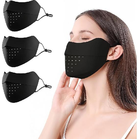 ANTQUE UV Face Mask Washable Reusable Breathable Sun Protection Golf Sports Face Mask UPF 50+ Men Women (3pcs) 3pcs
