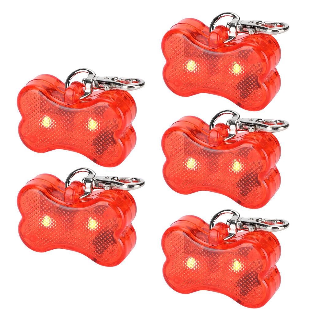 5Pcs Side Switch Bone Shape Pet Collar Light Lamp Tag Pendant Supply Waterproof Design