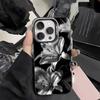 Black and White Lily Flower Pattern Phone Case Suitable for iPhone 17 16 15 14 13 12 11 Pro/Max/Plus Anti Drop and Shockproof