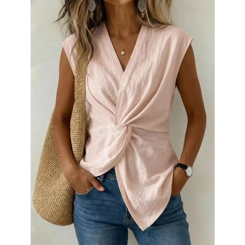BITCED Blusas y Camisas Casuales de Moda para Mujer sin Mangas con Cuello en V