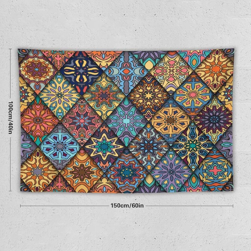 Vintage Bohemian Tapestry Wall Hanging Colorful Mandala Indian Pattern Tapestries Home Decor for Living Room Bedroom Apartment