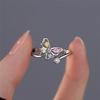 Charm Female Rainbow Crytal Adjustable Butterfly Open Ring Silver Color Cute Gift Wedding Jewelry For Women
